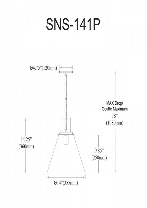 Dainolite Sonus 1 Light Pendant Matte White Matte Black Accent Lamp