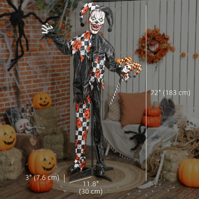 Outsunny Life Size Halloween Animated Clown, Scary Halloween Decorations