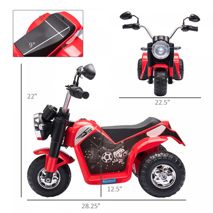 Aosom Kids Electric Motorcycle 6v Battery Powered Ride-On Ride-on Dirt Bike 3-wheels Motorbike With Horn Headlights Realistic Sounds 1.24mph Speed For Girls Boy 18 - 36 Months Red