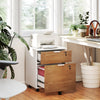 HOMCOM 2 Drawer File Cabinet with Lock Wheels Hanging Bars Nature Wood