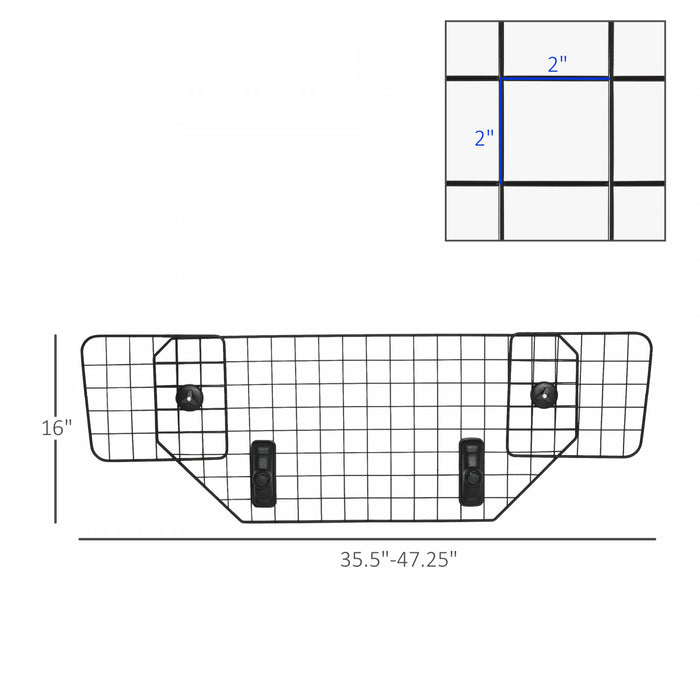 Pawhut 35.5\" - 47\" Vehicle Pet Barrier, Adjustable Dog Fence For Car Suv Truck, Universal Fit Expandable Safe Guard Gate, Black