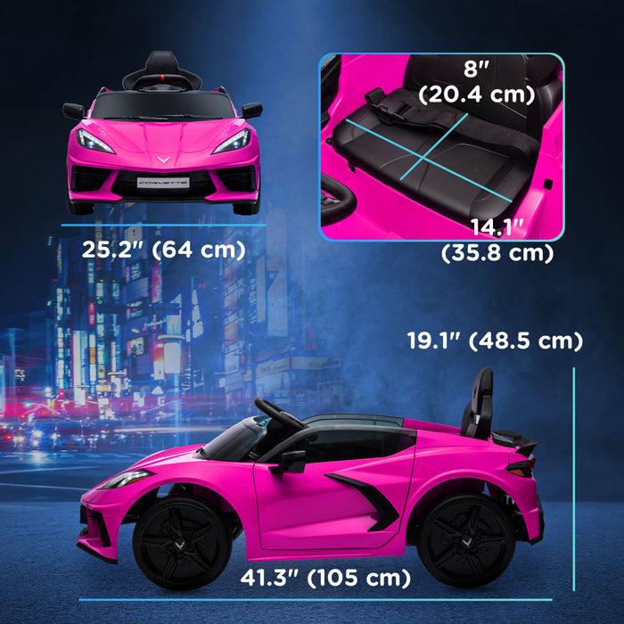Qaba Electric Car For Kids, 12v Battery Powered Ride-On Kids Car With Remote Control, Suspension System, Music, Horn, Headlight, Slow Start, Kids Ride On Car For 3-6 Years Old, Pink