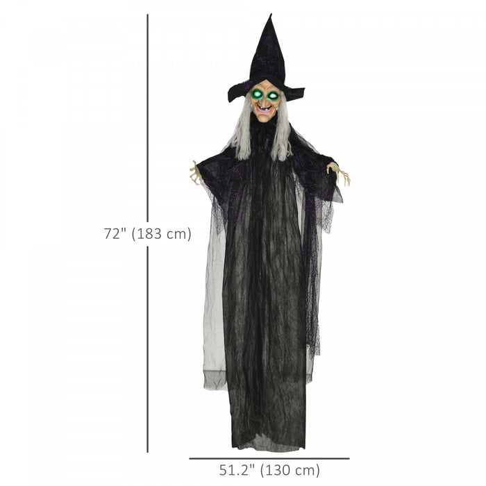 Homcom Black Witch Halloween Prop W/ Light Up Eyes For Party