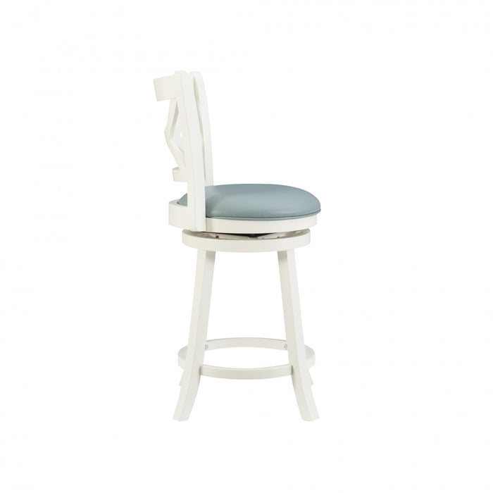 Sawyer Faux Leather Counter-Height Stool - Cream and Blue