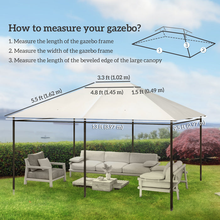 Outsunny 10' x 13' Gazebo Canopy Replacement Gazebo Roof Cover, Cream White