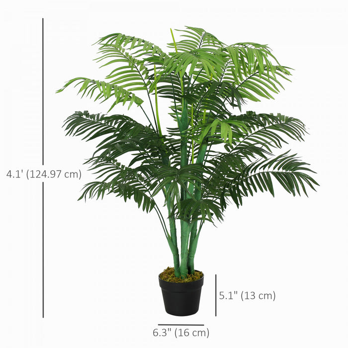 Outsunny 4FT Artificial Tropical Palm Tree Faux Plant with Lifelike Leaves