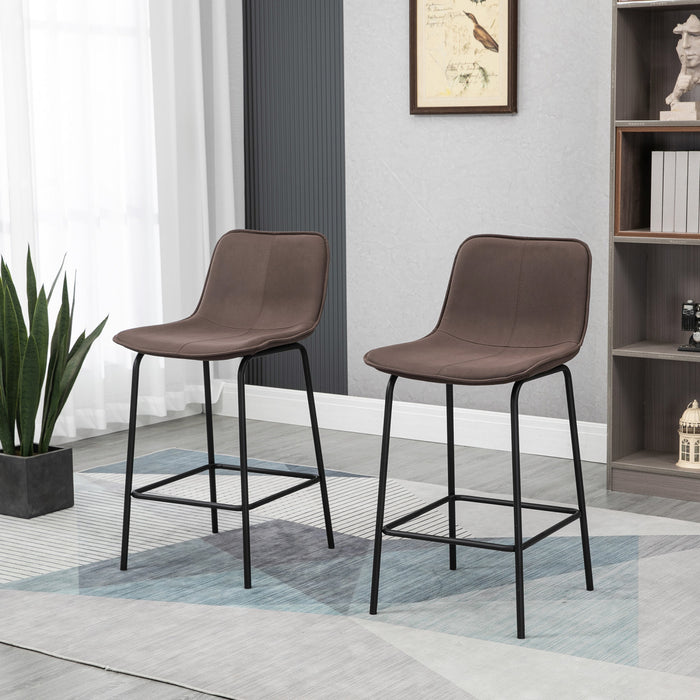 HOMCOM Modern Bar Stools Set of 2 Counter Height Bar Chairs Kitchen