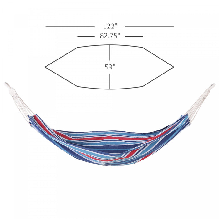 Outsunny 79\"x40\" Outdoor Hammock Bed Swing Chair, Patio Lounge Garden Camping Hiking Travel Hammock Only For Backyard, Garden, Mixed-blue
