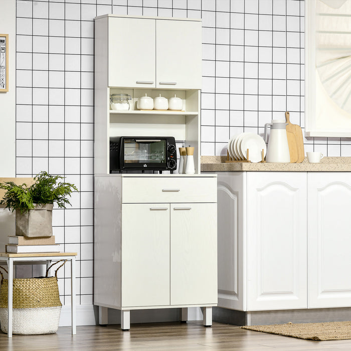 HOMCOM 71\" Kitchen Pantry, Buffet with Hutch, Microwave Stand with Cabinet
