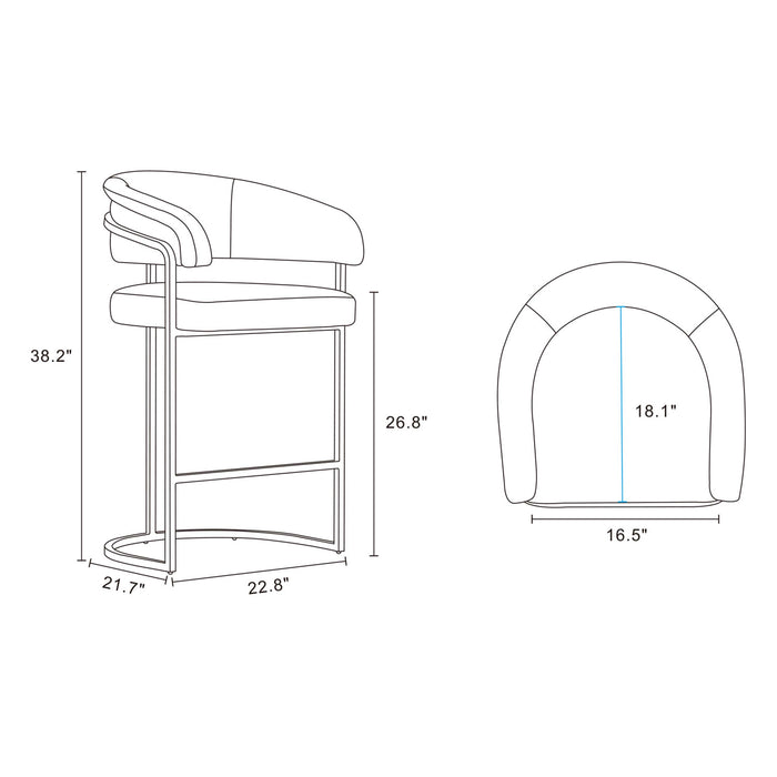 Augusta Modern Metal Upholstered Counter Stool in Light Gray - Set of 3