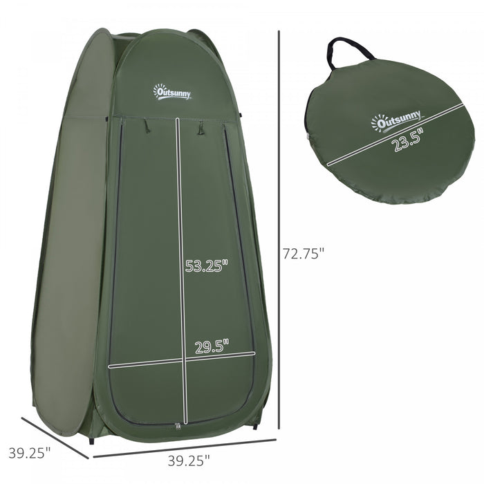 Outsunny Pop Up Shower Tent Portable Dressing Changing Room Privacy Shelter Tents For Outdoor Camping Beach Toilet And Indoor Photo Shoot W/ Carrying Bag, Army Green