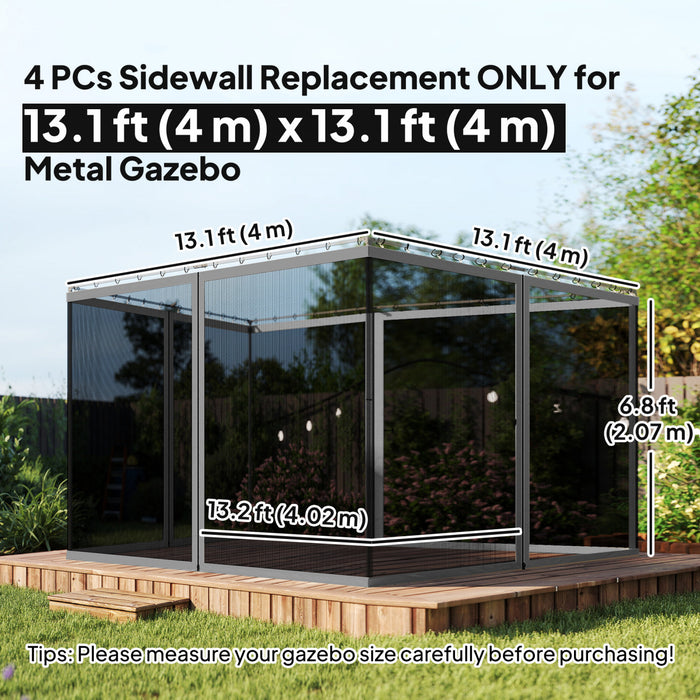 Outsunny 13' x 13' Gazebo Replacement Mosquito Netting, Dark Grey
