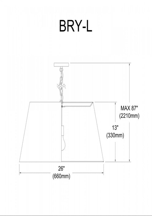 Dainolite Brynn 1 Light Pendant Large Black Finish Black/Silver Shade Lamp