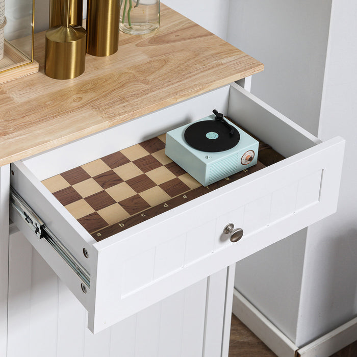 HOMCOM Tilt Out Trash Cabinet, Hidden Garbage Bin Cabinet with Drawer