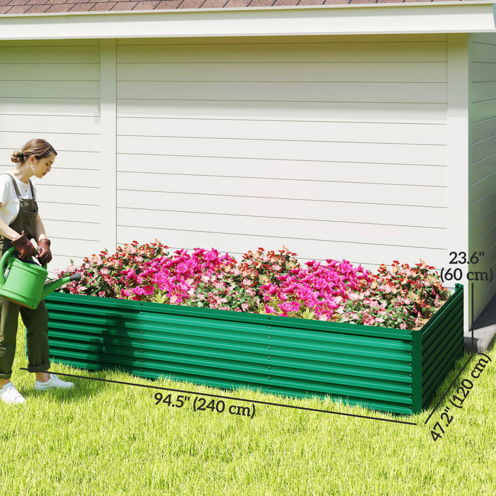 Outsunny Galvanized Raised Garden Bed, 8' x 4' x 2' Planter Box, Green