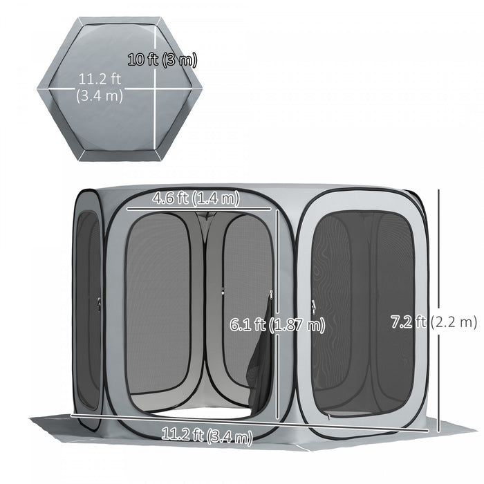Outsunny 11ft Pop Up Screen Tent, Upf50+ Camping Gazebo With Carry Bag