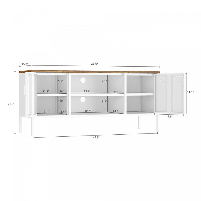 Landen Modern 47\" Metal Storage Cabinet in White Armoire