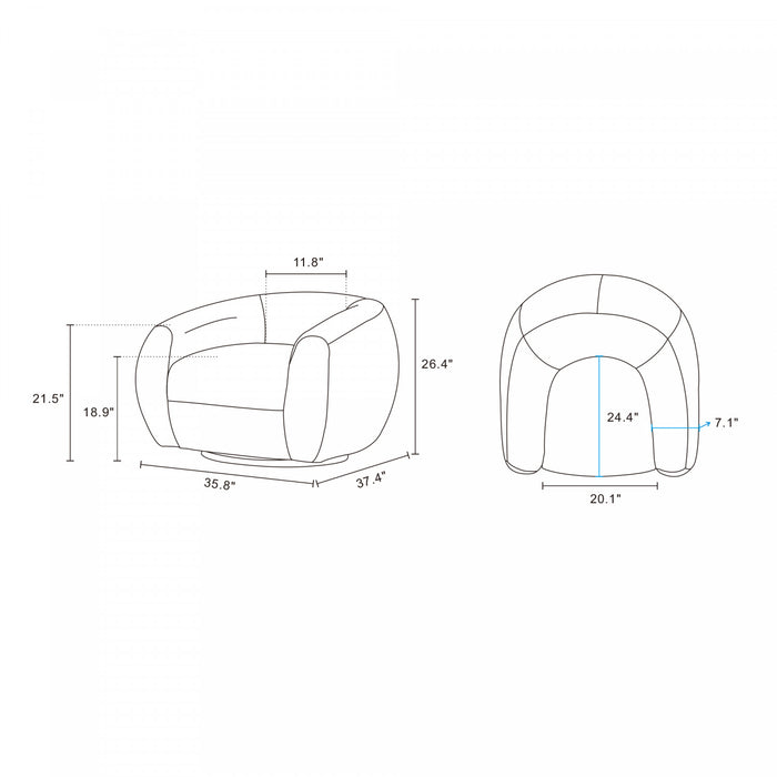 Tribeca Mid-Century Modern Chenille Lounge Chair in Cream