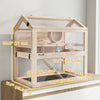 PawHut Wooden Hamster Cage, 3-Tier Gerbil Cage with Openable Top, Wheel, Seesaw, Hut, Ramps, Water Bottle, Transparent Panels for Dwarf Hamsters and Gerbils, 30.1" x 17.9" x 30.6"