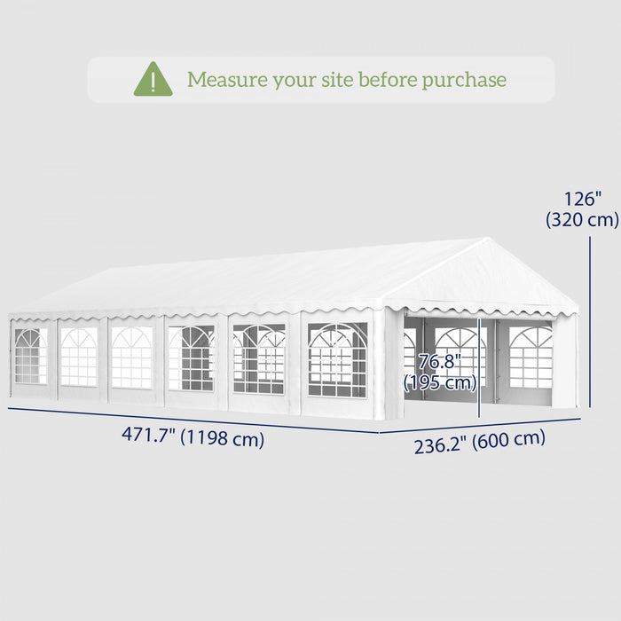 Outsunny 20' X 40' Large Party Tent With Removable Window Sidewalls, White