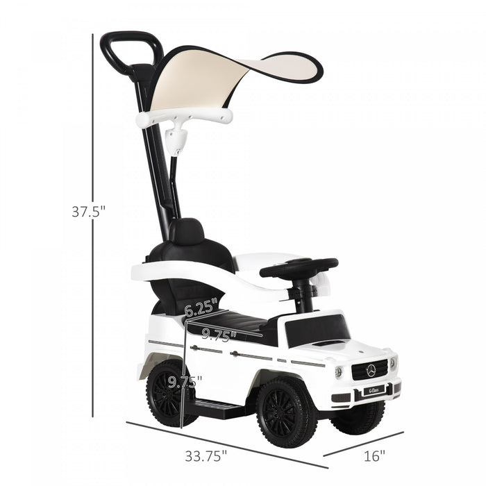 Aosom Compatible Ride-on Sliding Car G350 Walker Foot To Floor Slider Stroller Toddler Vehicle Push-along With Horn Steering Wheel No Power Manual Under Seat Storage Safe Design, White