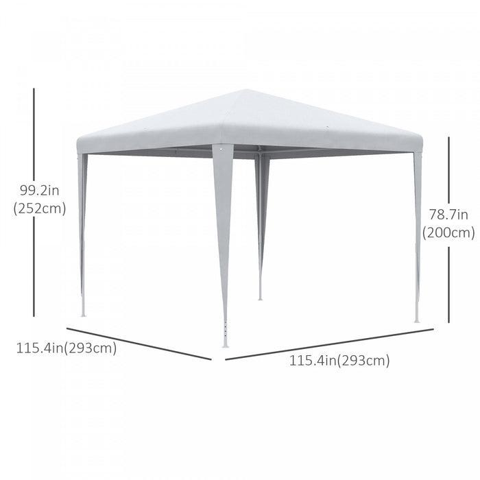 Outsunny 9' X 9' Party Tent Portable Gazebo Canopy For Weddings Parties Outdoor Sunshade With Dressed Legs, White