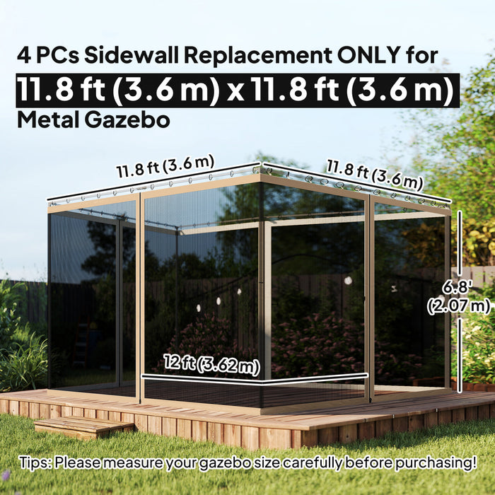 Outsunny 12' x 12' Gazebo Replacement Mosquito Netting Screen Walls, Beige