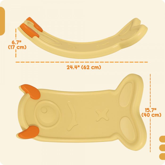Qaba 24.4\" Kids Balance Board, Wobble Board Toddler Curved Rocker, Preschool Balance & Sensory Play Toy, Ages 3-6, Yellow