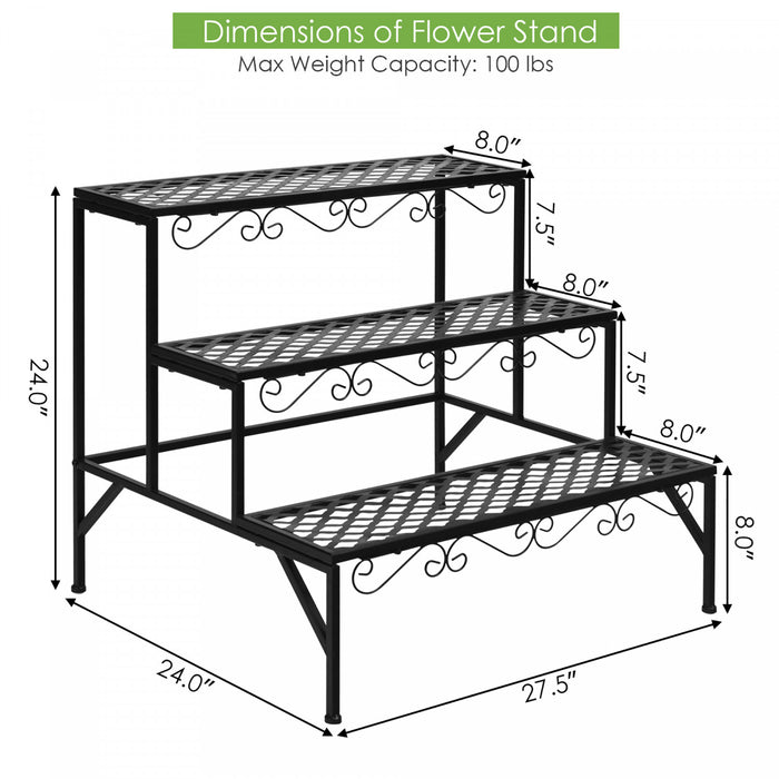 Costway 3 Tiers Metal Plant Stand Ladder Flower Pot Rack Decorative Planter Holder