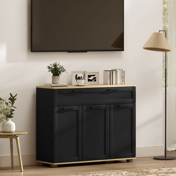 HOMCOM Sideboard Buffet Cabinet with Drawer and Adjustable Shelves, Black