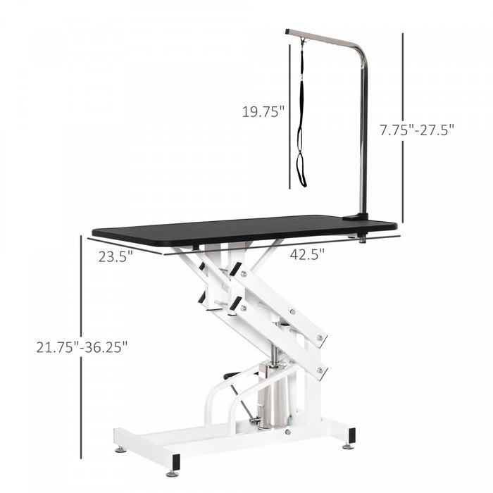 Pawhut Dog Grooming Table, Deluxe Professional Pet Grooming Table For Larger Dogs Z-lift Hydraulic With Arm Noose - Black