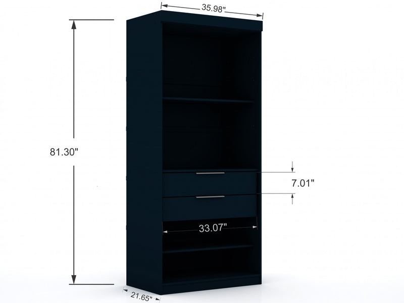 Mulberry Contemporary Modern 36\" Wardrobe Closet in Midnight Blue