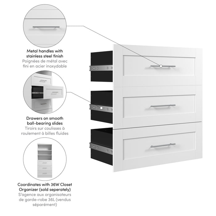Bestar Pur 3 Drawer Set for 36 W Closet Organizer - White
