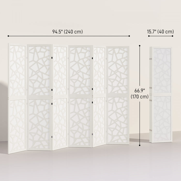 HOMCOM 6 Panel Room Divider, 5.6 FT Lightweight Privacy Screen, White