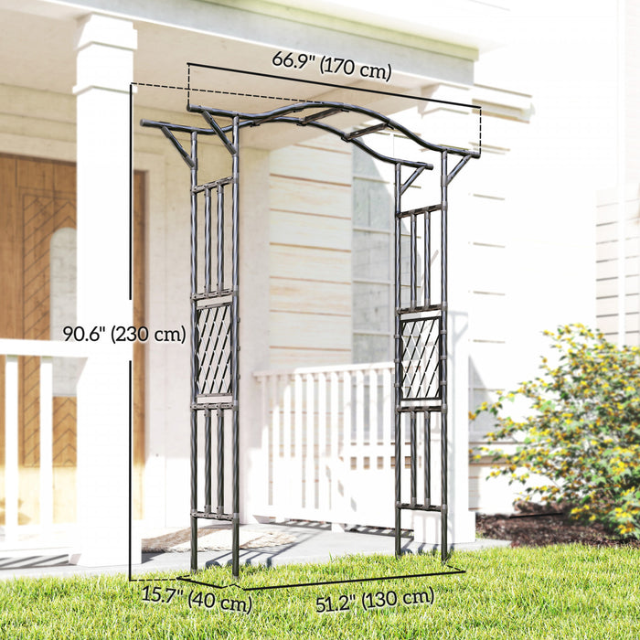 Outsunny Garden Arch with Extended Top, Outdoor Trellis Arbor, Black