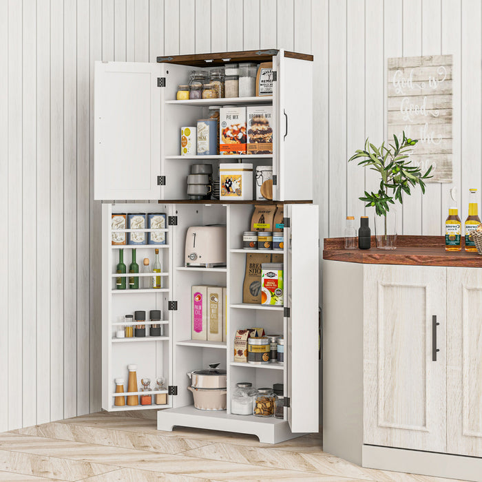 HOMCOM 64\" Kitchen Pantry Storage Cabinet with Adjustable Shelves, White