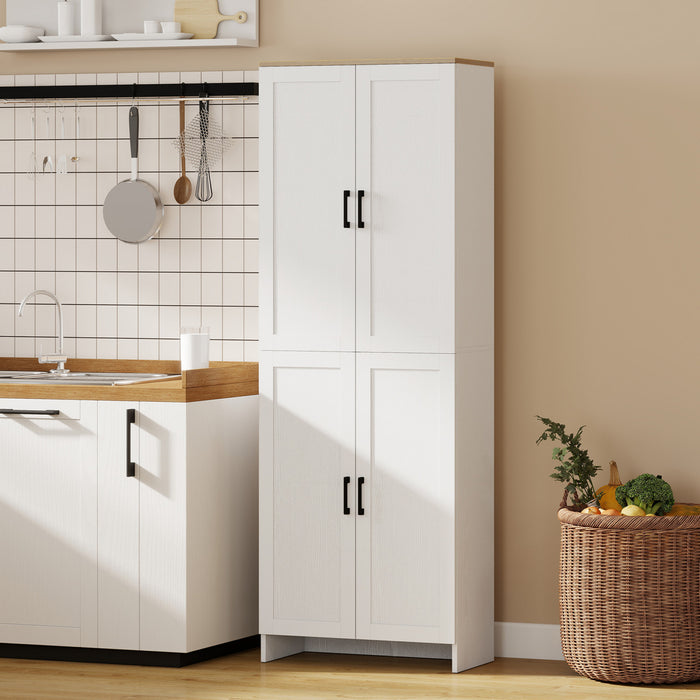 HOMCOM 67\" Kitchen Pantry 4-door Storage Cabinet with Adjustable Shelves