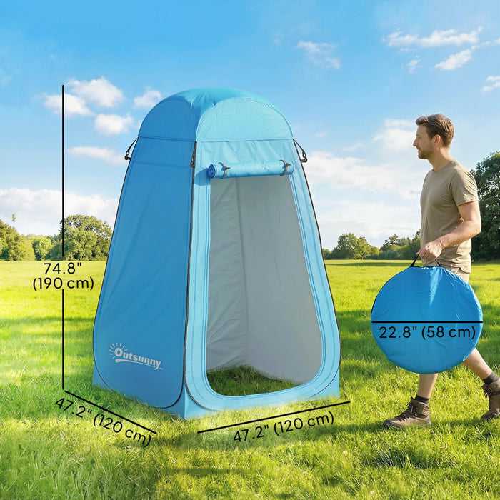 Outsunny Pop Up Shower Tent, Outdoor Privacy Changing Dressing Room, Blue
