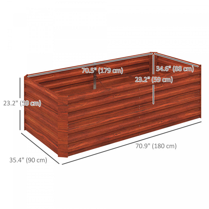 Outsunny Raised Garden Bed Metal Planter Box with Reinforced Rods, Rustic Brown