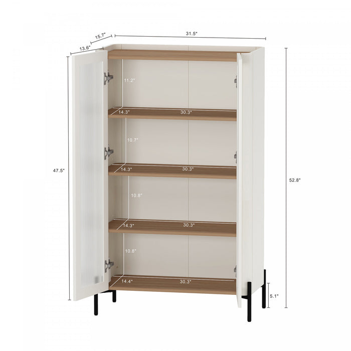 Abbey Modern 2-Piece Buffet and Bookcase in Maple and Off White