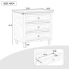 U_Style 28 Inch Painted Nightstand with 3 Smooth-Glide Drawers and Rubberwood Legs, White | U_Style Table de Nuit Peinte 28 po avec 3 Tiroirs a Glissiere Douce et Pieds en Bois de Caoutchouc, Blanc