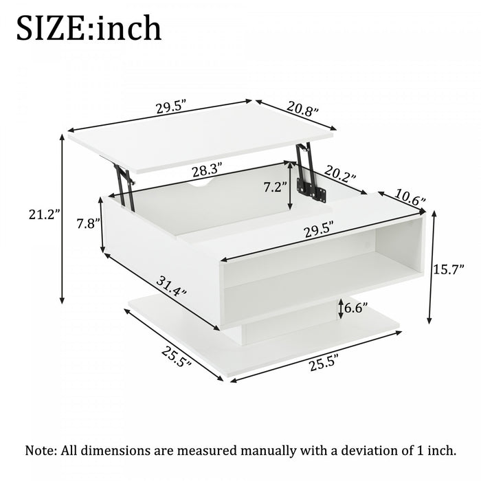 Ethan Coffee Table with Lift-Top and LED Lights,White