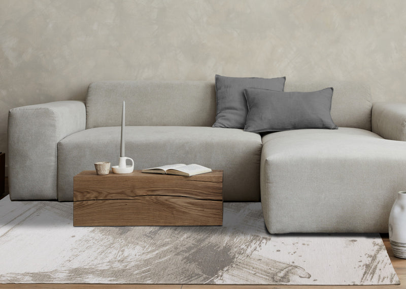 Kylie Soft Cream Taupe Brush Strokes Area Rug - 7'10\" x 10'10\"