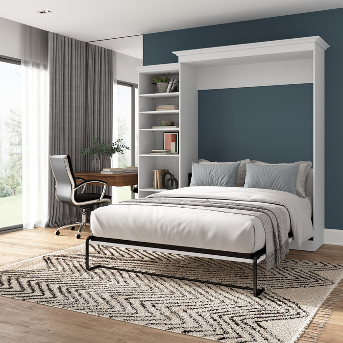 Bestar Versatile Queen Murphy Bed with Closet Organizer (92 W) - White