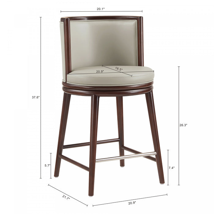 Evalyn Modern Wood Upholstered Counter Stool in Stone - Set of 2