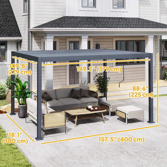 Outsunny 10' X 12' Louvered Pergola With Adjustable Roof & Aluminum Frame