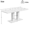 Vero 71 Inch Modern Rectangular Dining Table with Dual Pedestal Base and Marble Effect Finish, White Marble | Vero Table a Manger Rectangulaire Moderne 71 po avec Base a Double Piedestal et Finition Effet Marbre, Marbre Blanc