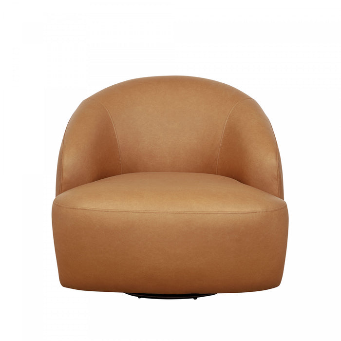 Lukas Contemporary Modern Upholstered Swivel Accent Chair in Camel