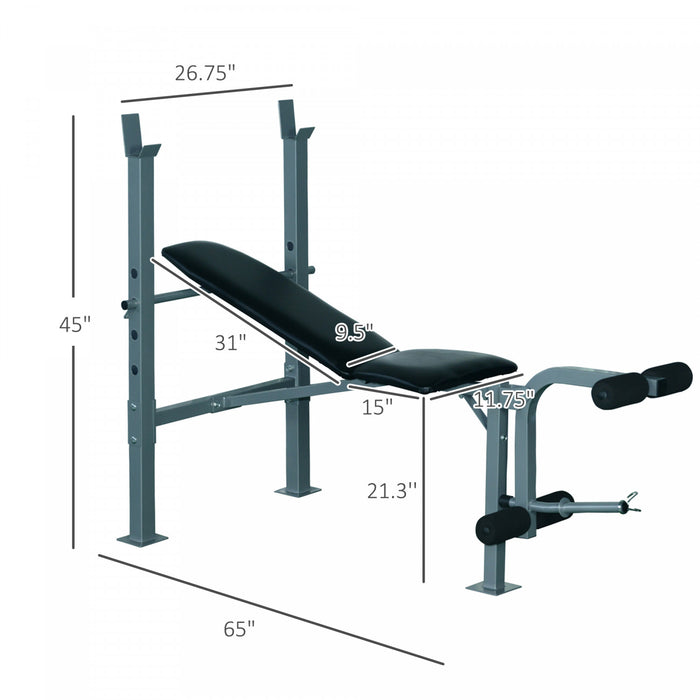 Soozier Incline Decline Weight Bench With Leg Extension And Barbell Rack, Adjustable Bench Press Weight Lifting Bench