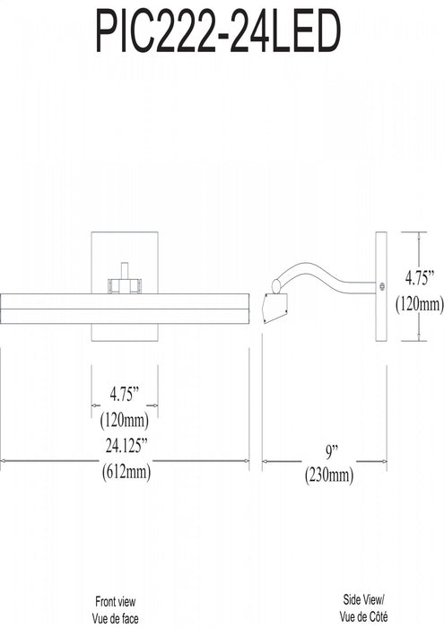 Dainolite Leonardo 24\" Picture Light 30w Aged Brass With Frosted Glass Diffuser Lamp